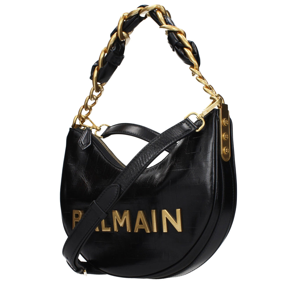 Balmain Schwarze Leder Umhängetasche