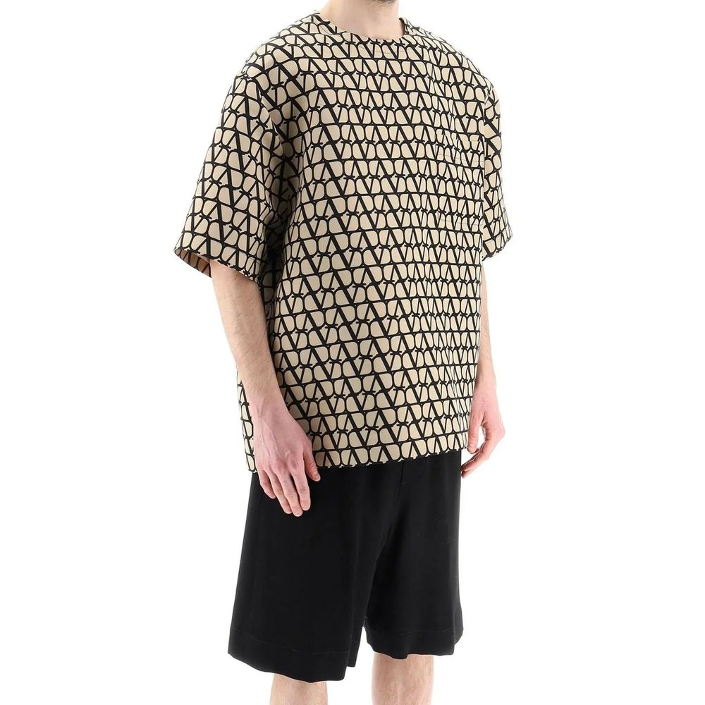Valentino Braunes Seiden-T-Shirt