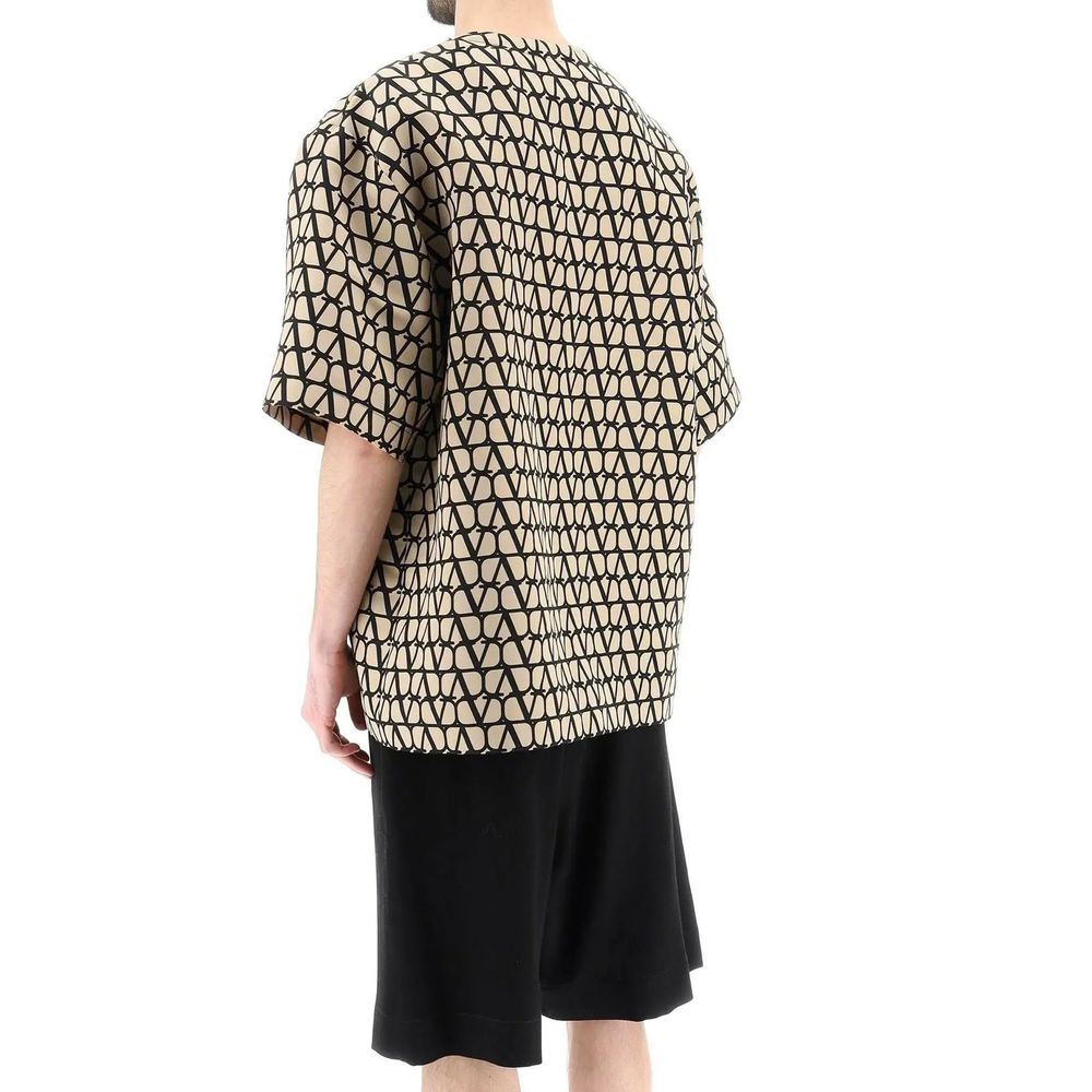 Valentino Braunes Seiden-T-Shirt