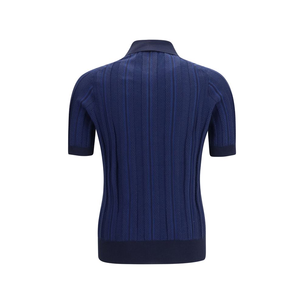Brunello Cucinelli Blaues Baumwoll-Polohemd