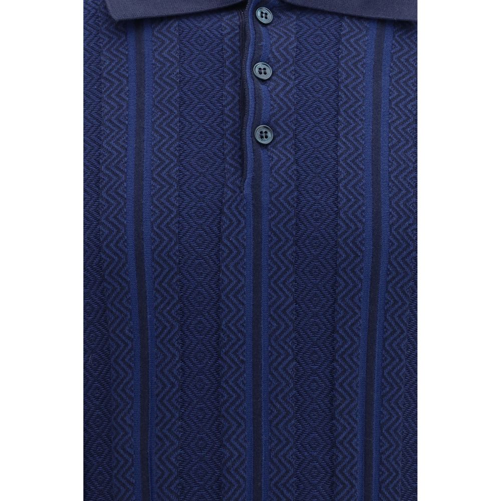 Brunello Cucinelli Blaues Baumwoll-Polohemd