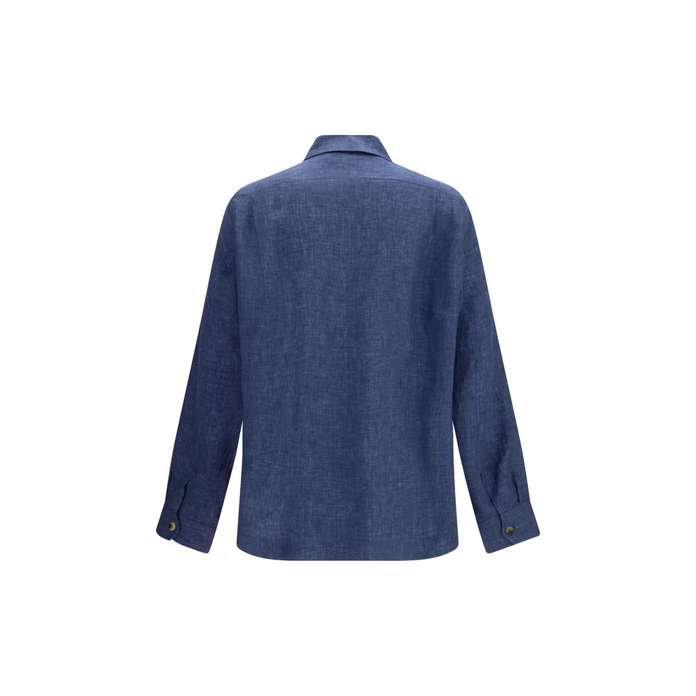 Brunello Cucinelli Blaue Leinenbluse