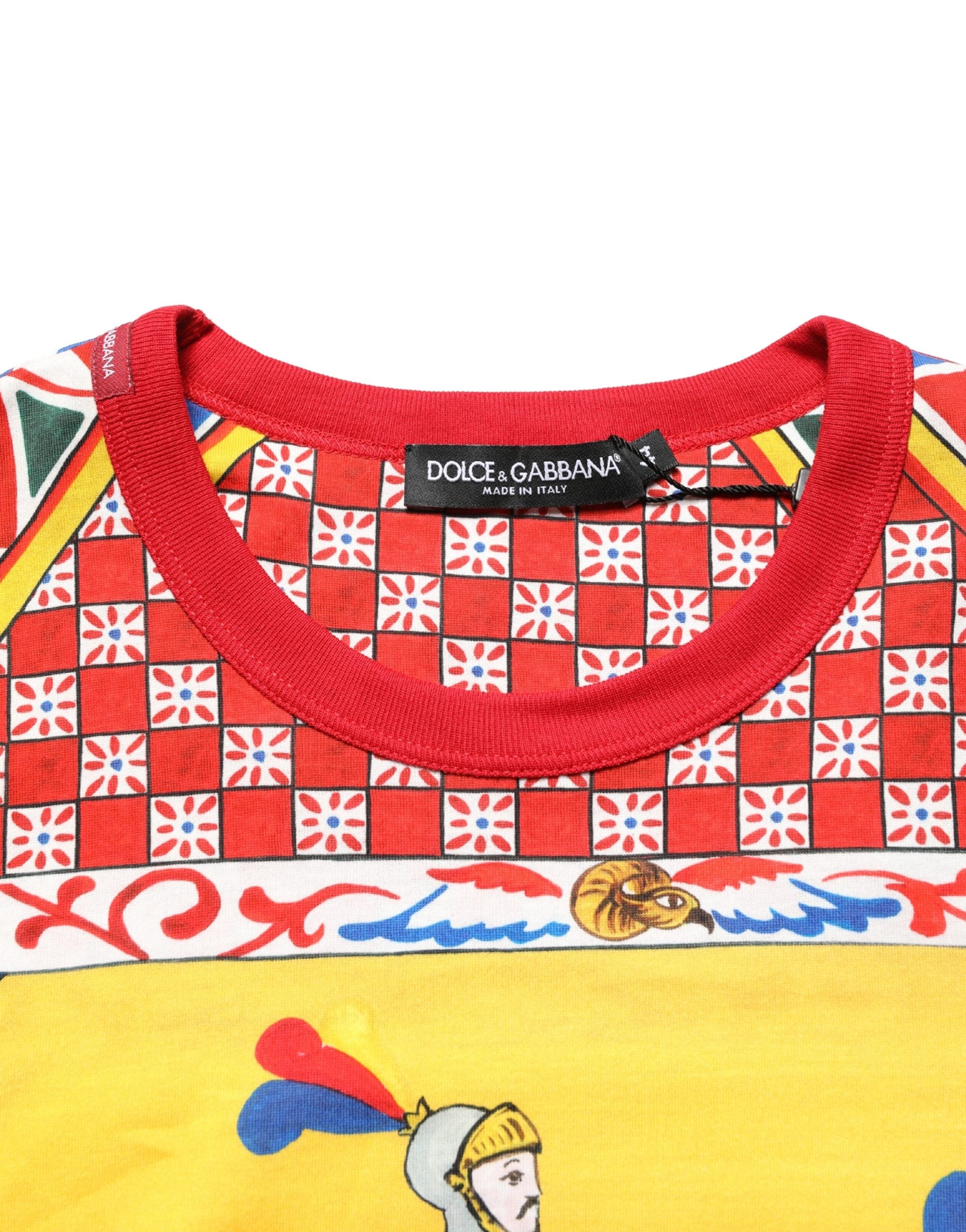 Dolce & Gabbana Multicolor Carretto Print Rundhals-T-Shirt