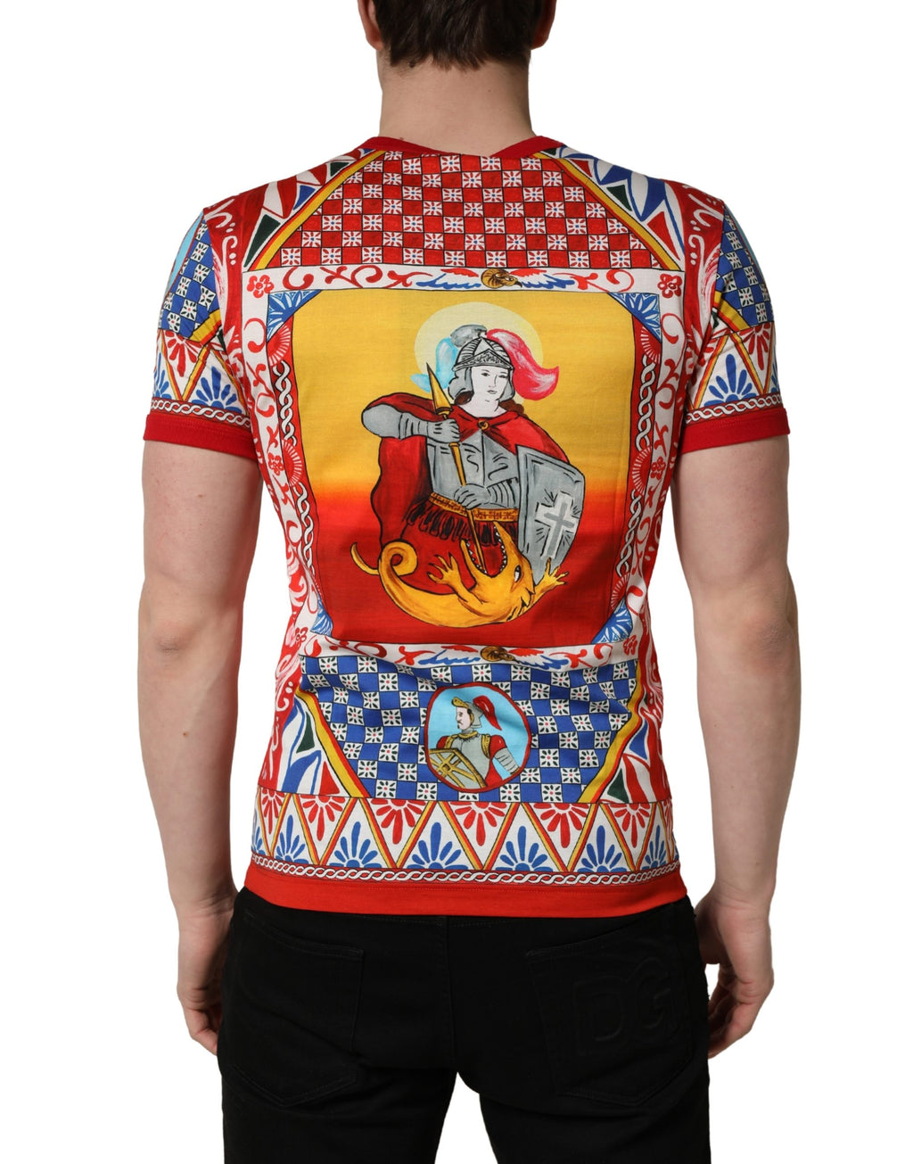 Dolce & Gabbana Multicolor Carretto Print Rundhals-T-Shirt