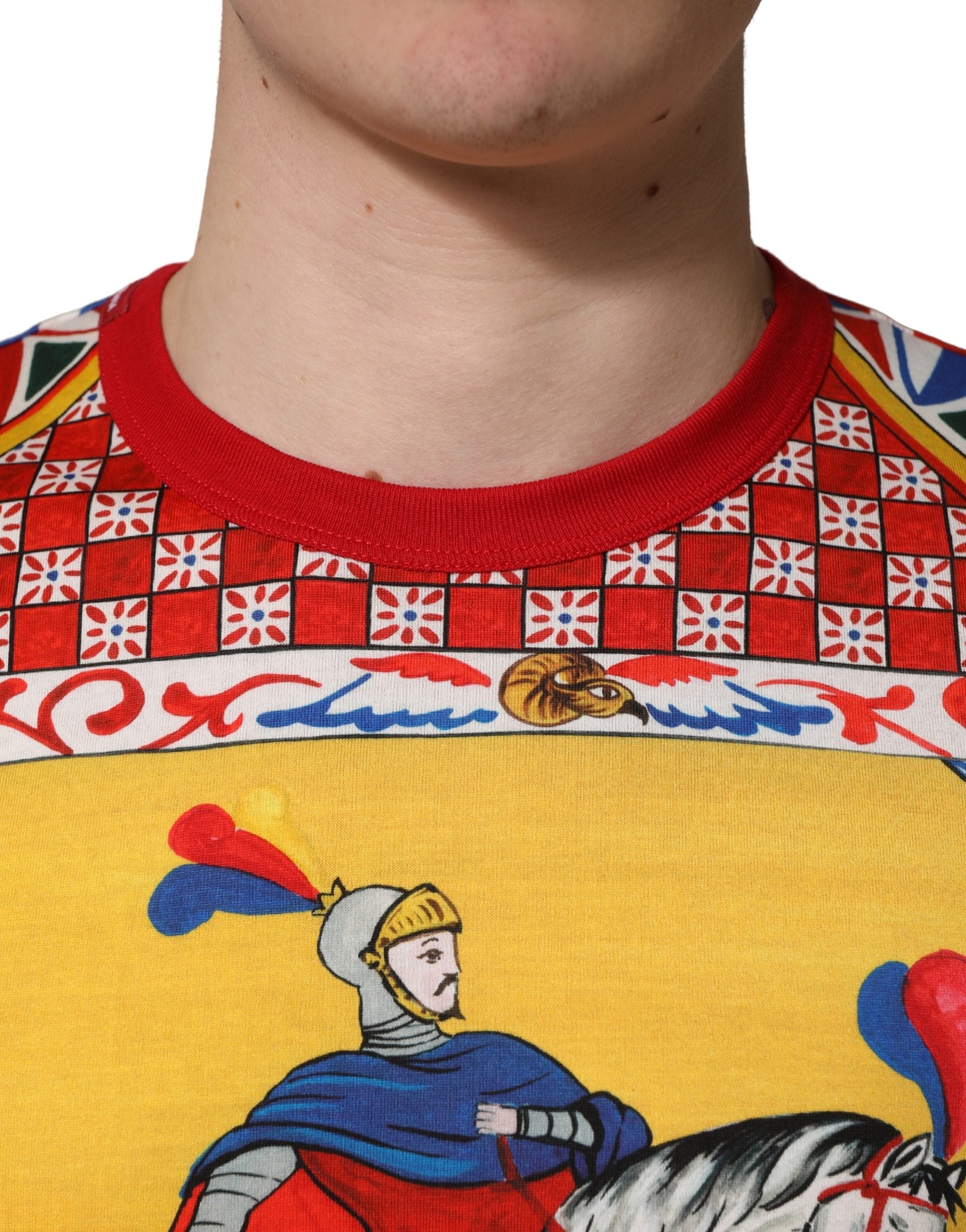 Dolce & Gabbana Multicolor Carretto Print Rundhals-T-Shirt