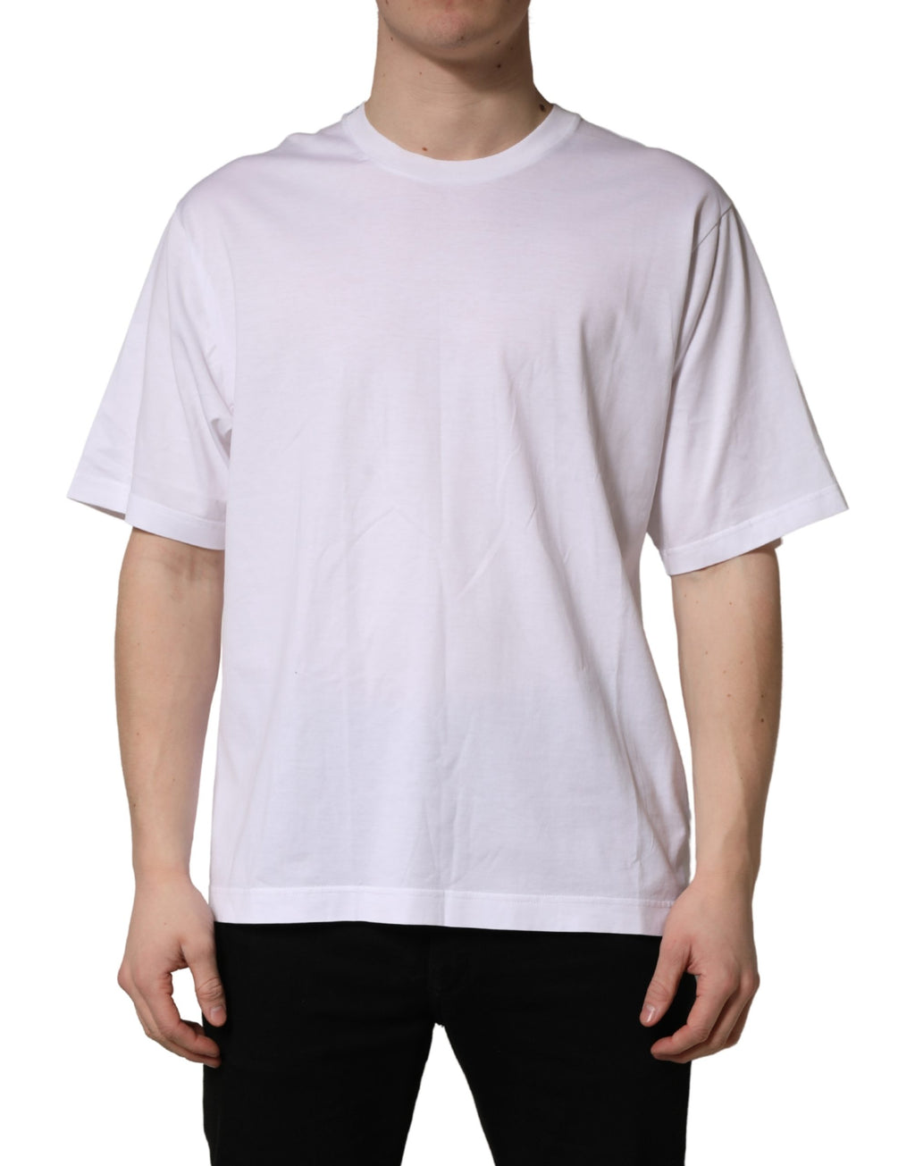 Dolce & Gabbana Weißes Oversized Baumwoll-T-Shirt mit Rundhalsausschnitt für Herren