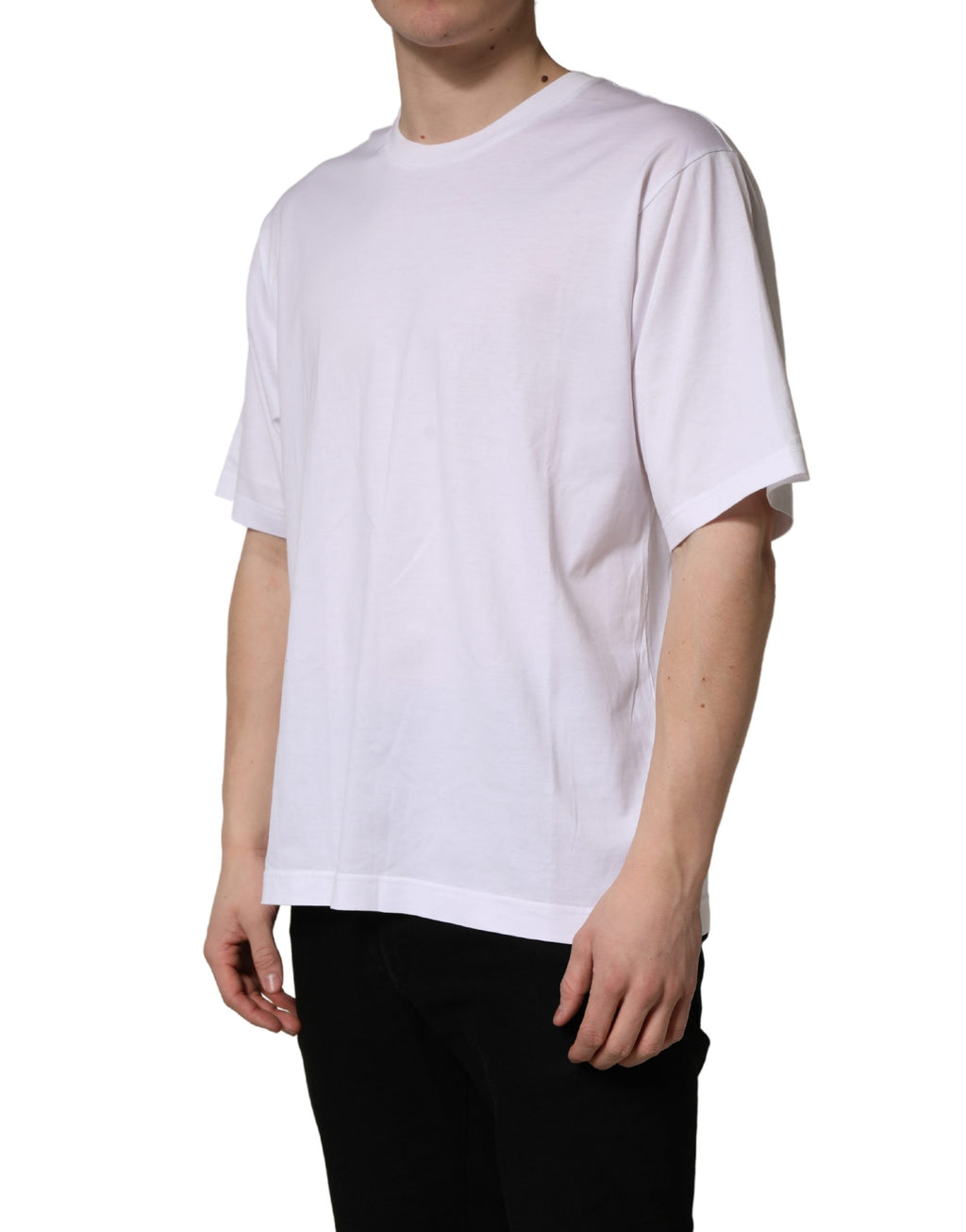 Dolce & Gabbana Weißes Oversized Baumwoll-T-Shirt mit Rundhalsausschnitt für Herren
