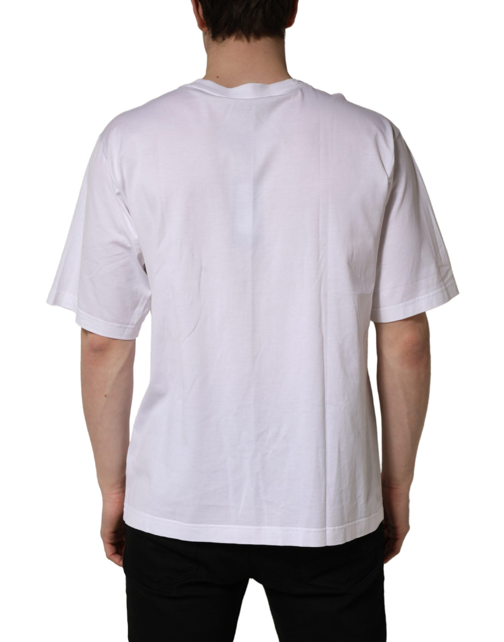 Dolce & Gabbana Weißes Oversized Baumwoll-T-Shirt mit Rundhalsausschnitt für Herren