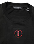 Dolce & Gabbana Schwarzes Baumwoll-Jersey-T-Shirt mit Logo-Patch und Rundhalsausschnitt