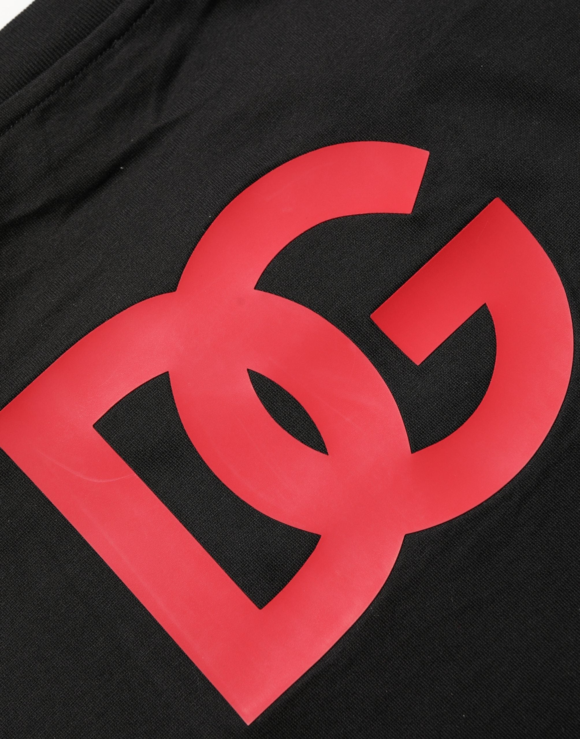 Dolce & Gabbana Schwarzes Baumwoll-Jersey-T-Shirt mit Logo-Patch und Rundhalsausschnitt