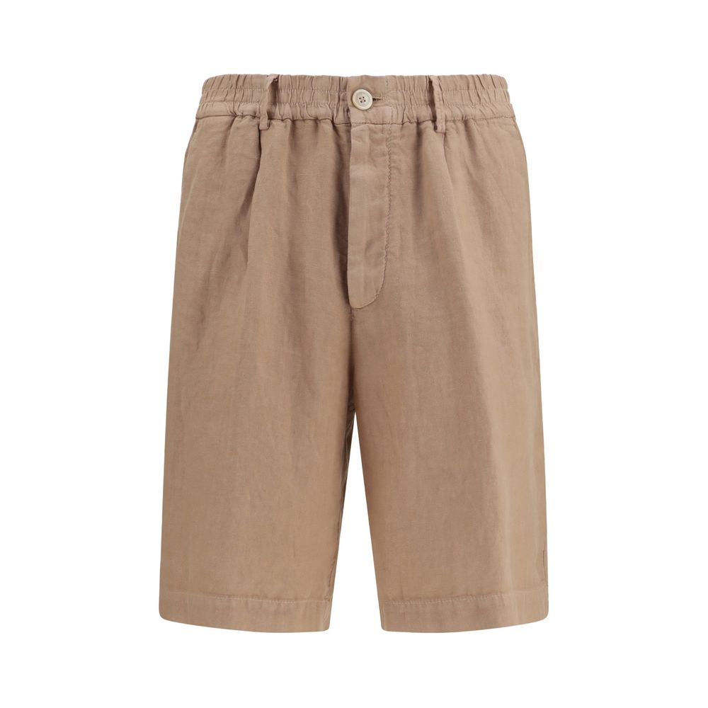 Brunello Cucinelli Braune Leinen-Bermudashorts