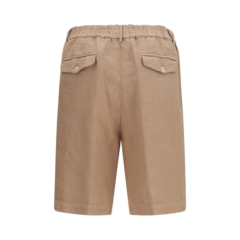 Brunello Cucinelli Braune Leinen-Bermudashorts