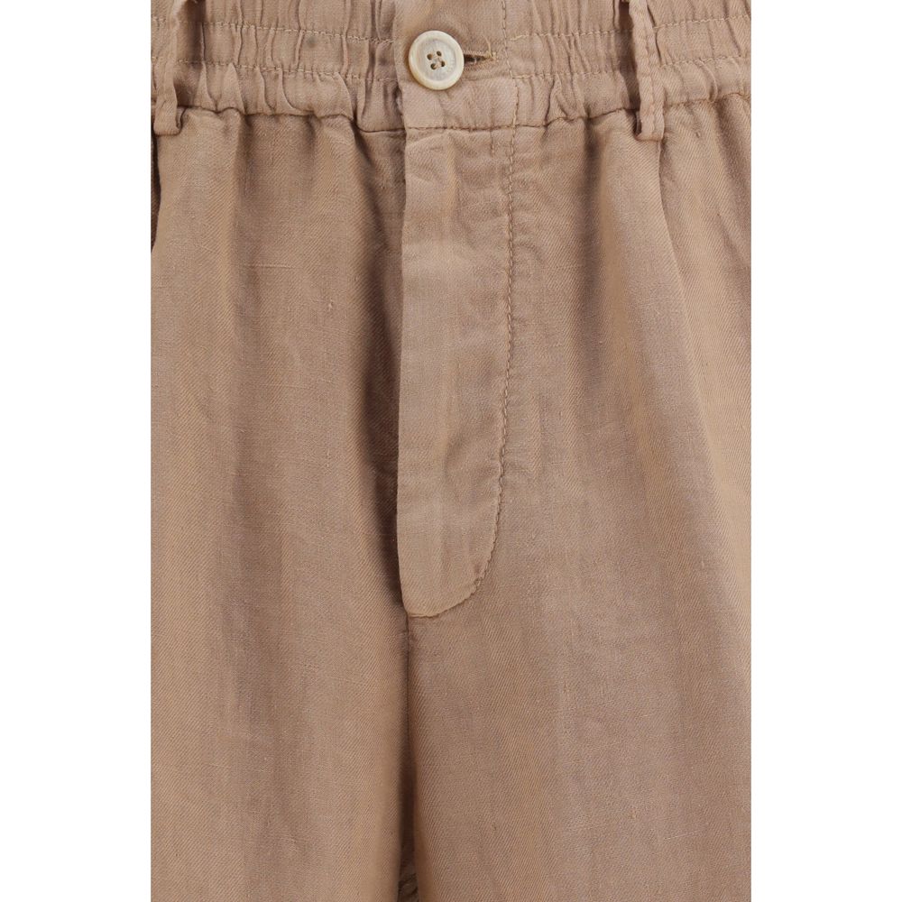 Brunello Cucinelli Braune Leinen-Bermudashorts