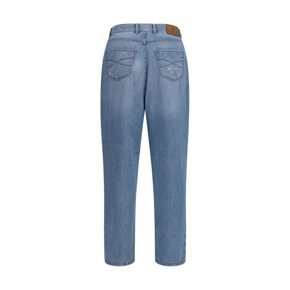 Brunello Cucinelli Blaue Jeans aus Baumwolle im geraden Schnitt