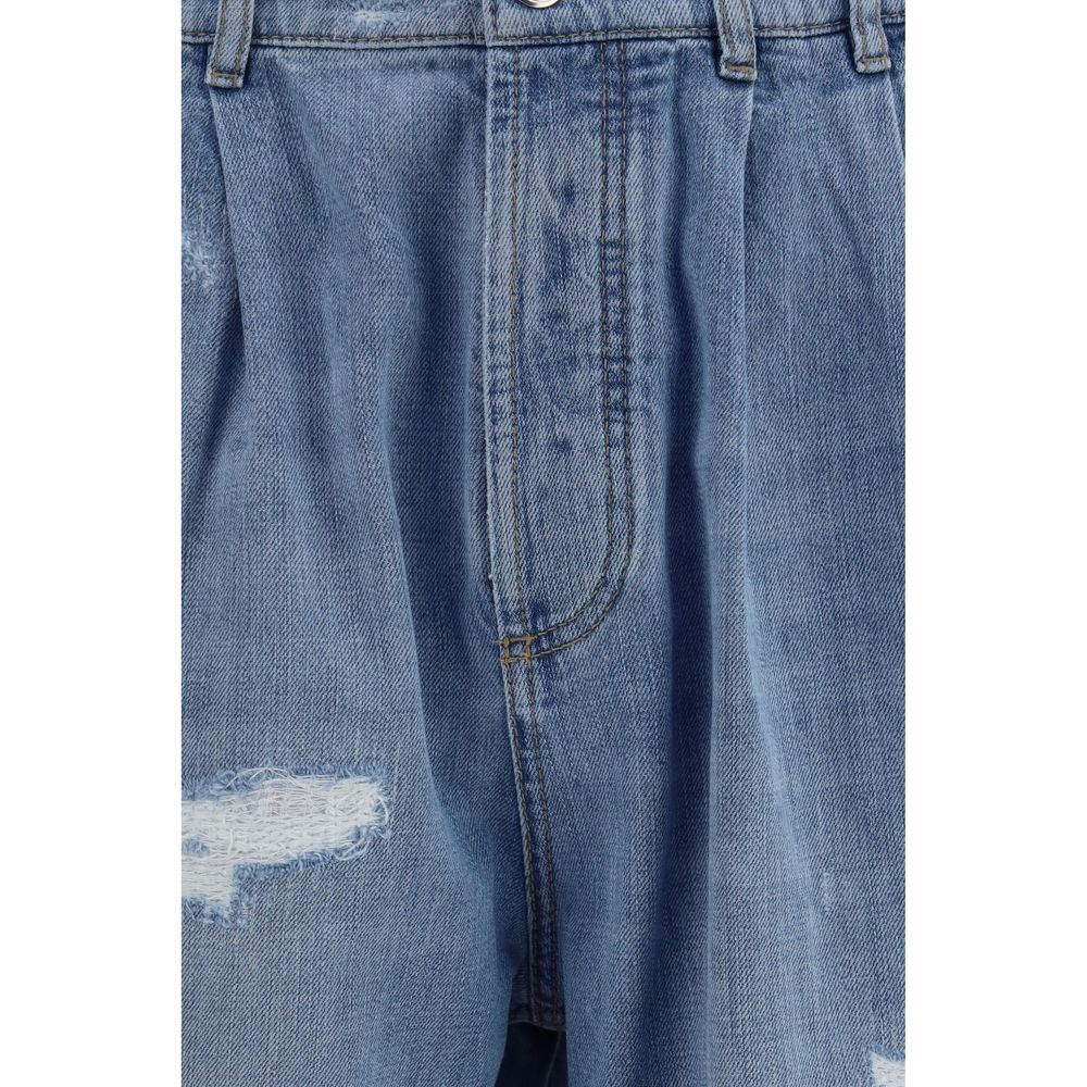 Brunello Cucinelli Blaue Jeans aus Baumwolle im geraden Schnitt