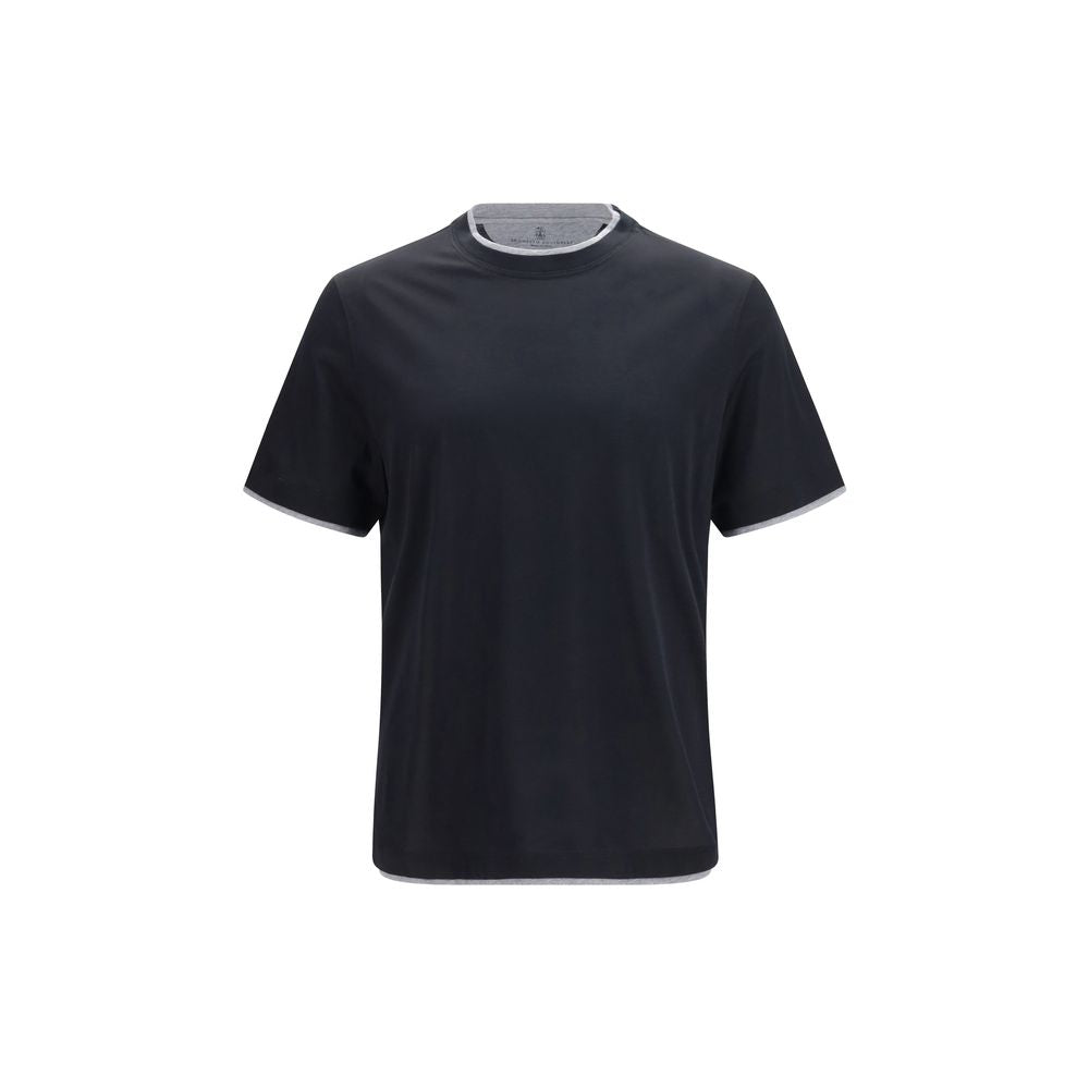 Brunello Cucinelli Schwarzes Seiden-T-Shirt
