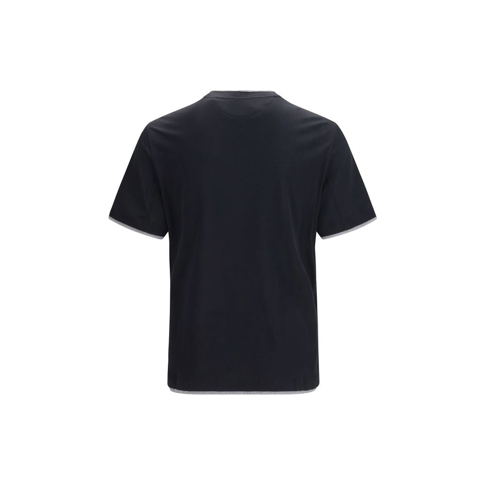 Brunello Cucinelli Schwarzes Seiden-T-Shirt