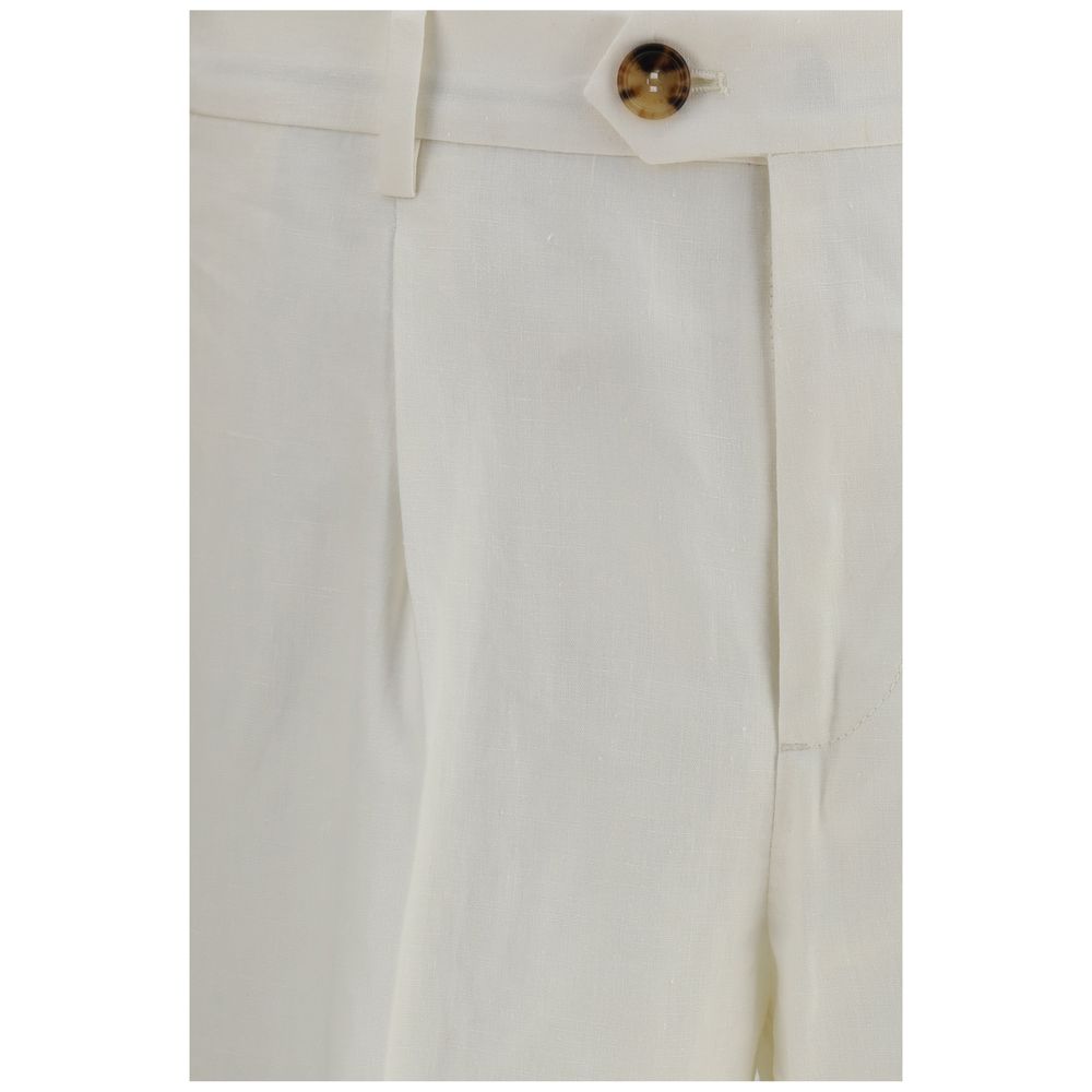 Brunello Cucinelli Weiße Leinen-Freizeithose