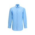 Finamore Blaues Baumwollhemd mit Muster