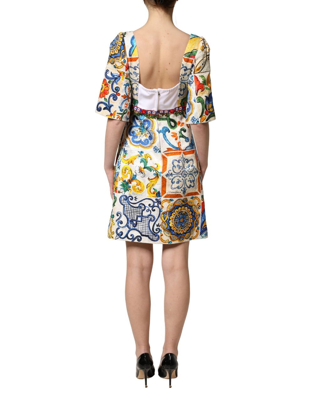 Dolce & Gabbana Mehrfarbiges Baumwoll-Minikleid im Majolika-Print