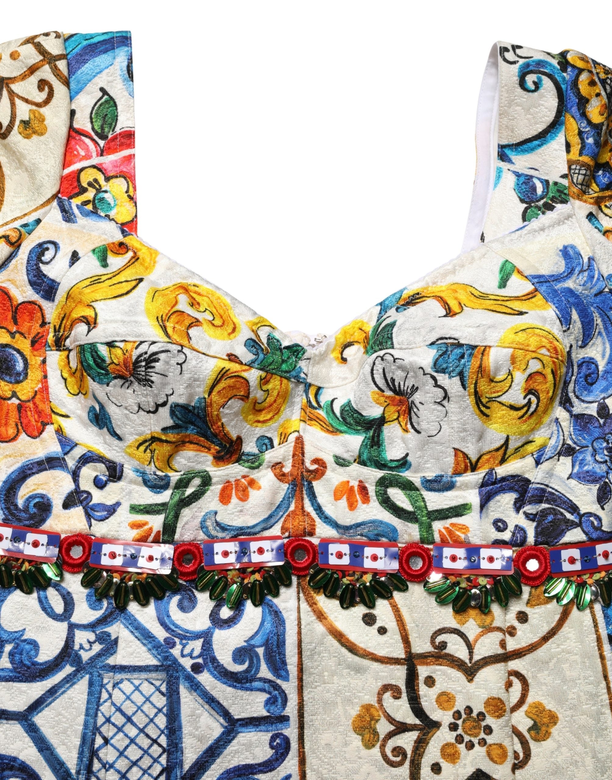 Dolce & Gabbana Mehrfarbiges Baumwoll-Minikleid im Majolika-Print
