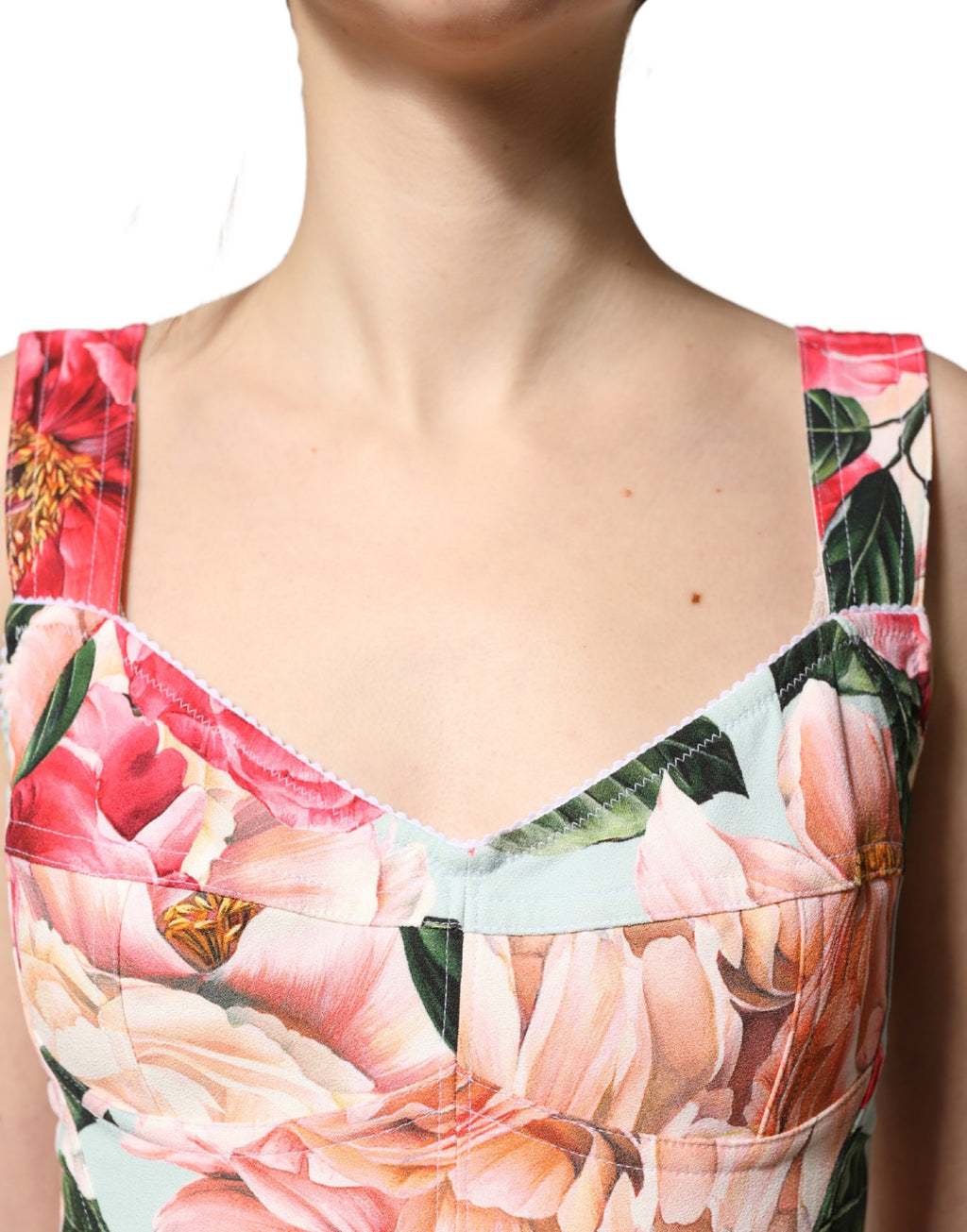 Dolce & Gabbana Multicolor Viskose Etuikleid mit Blumendruck