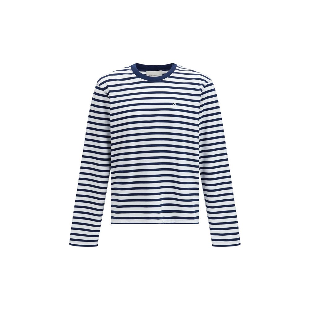 Ami Paris Blaues Baumwoll-Langarmshirt