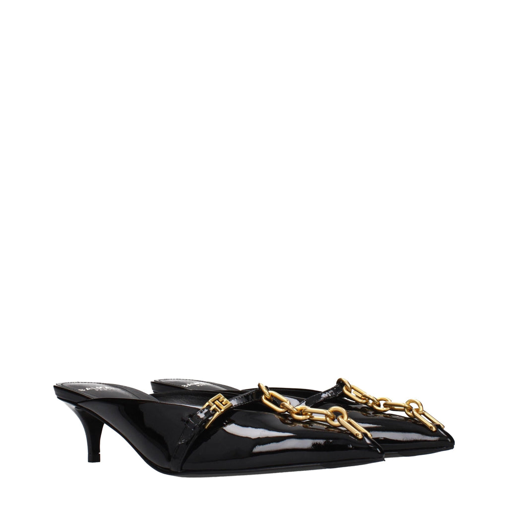 Balmain Schwarze Leder Plateau-Sandalen