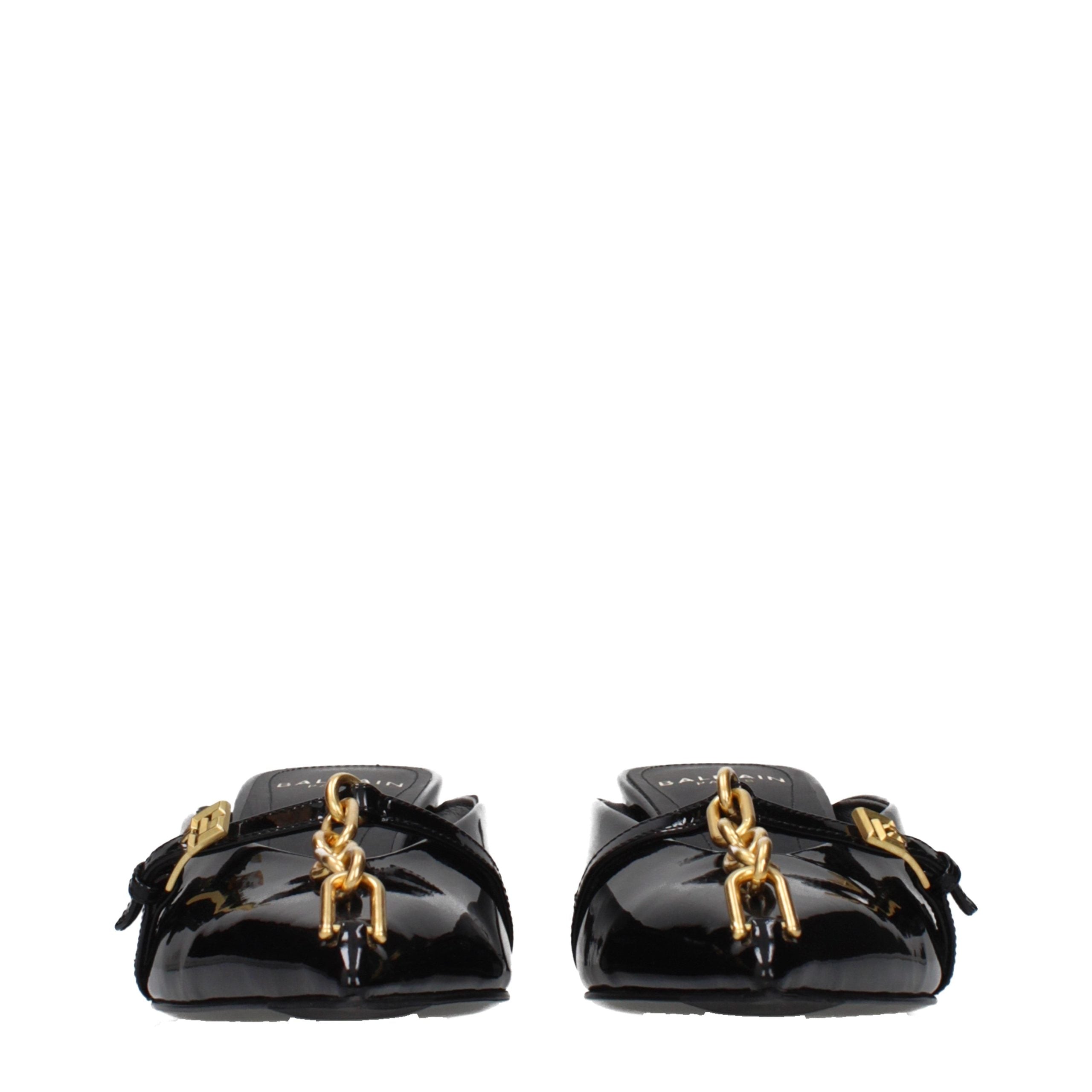 Balmain Schwarze Leder Plateau-Sandalen