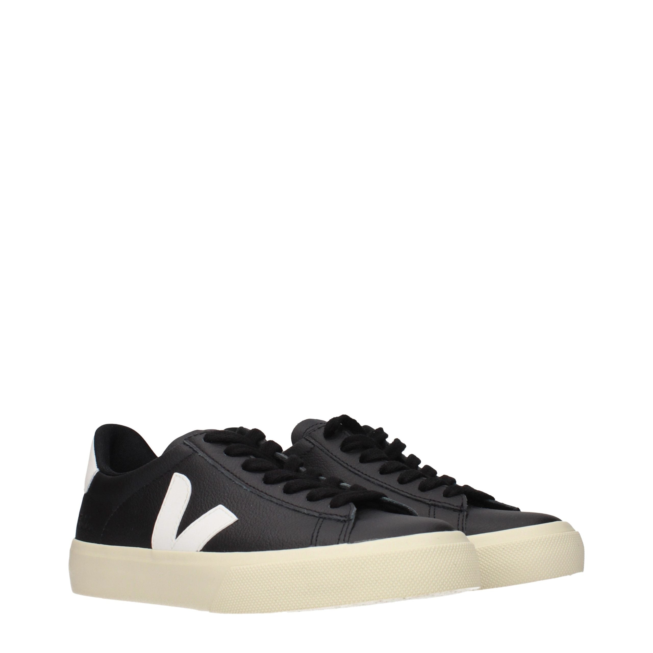 Veja Schwarze Leder Low-Top-Sneaker