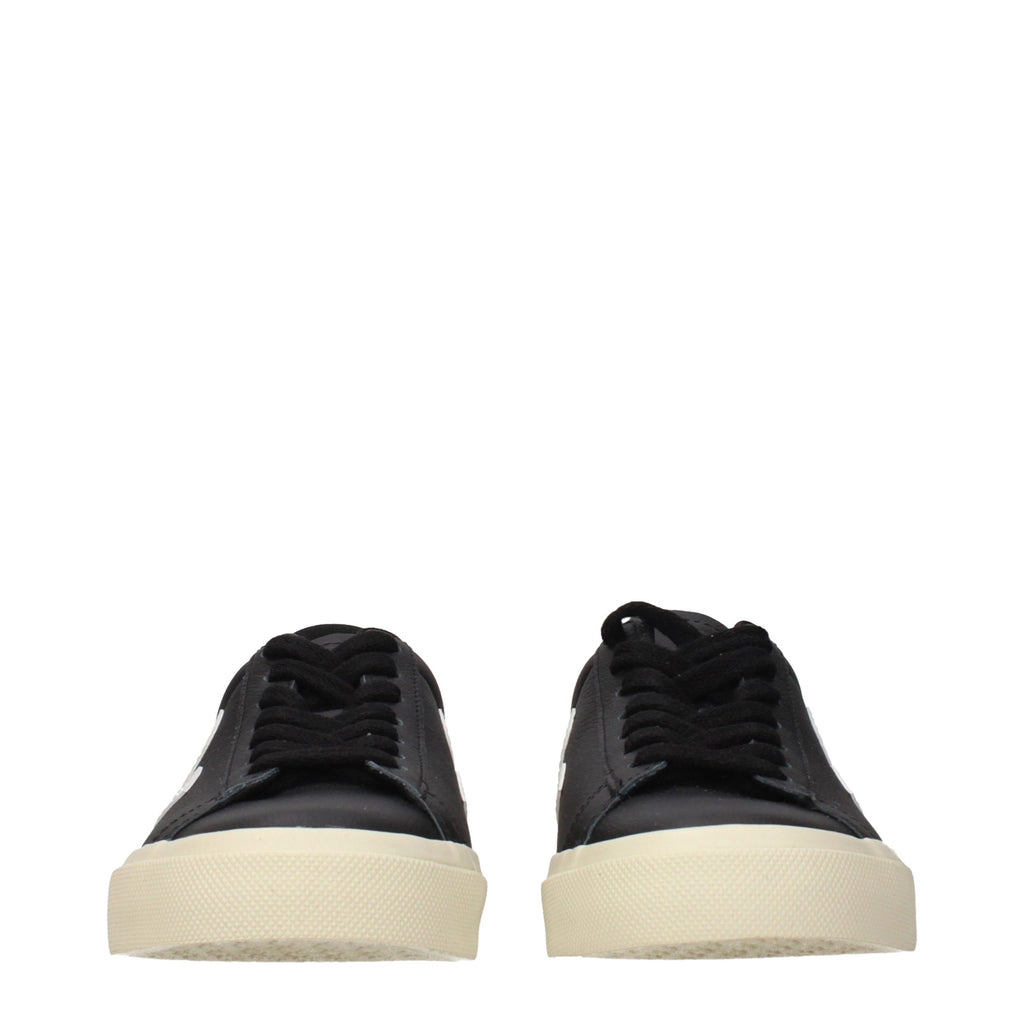 Veja Schwarze Leder Low-Top-Sneaker
