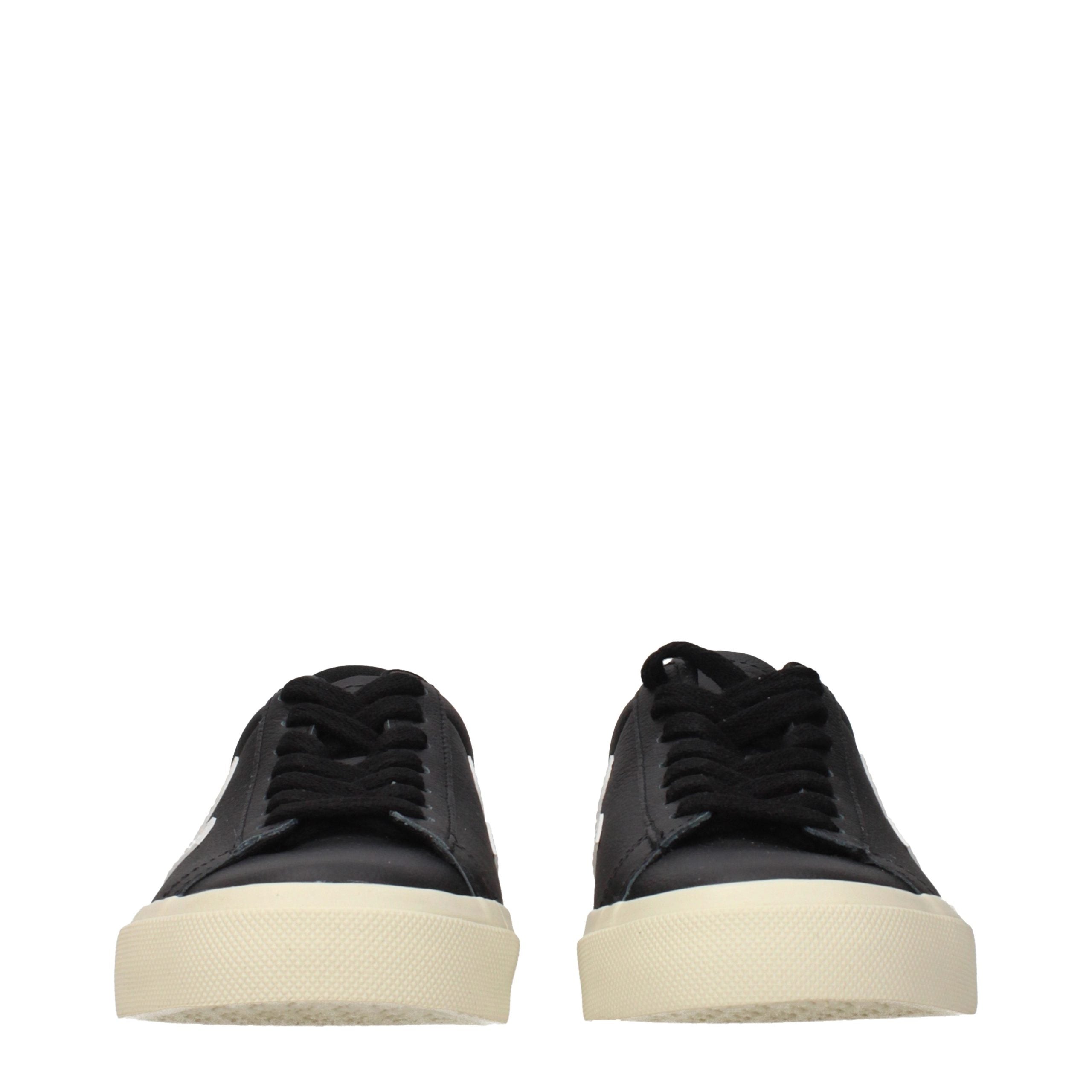 Veja Schwarze Leder Low-Top-Sneaker