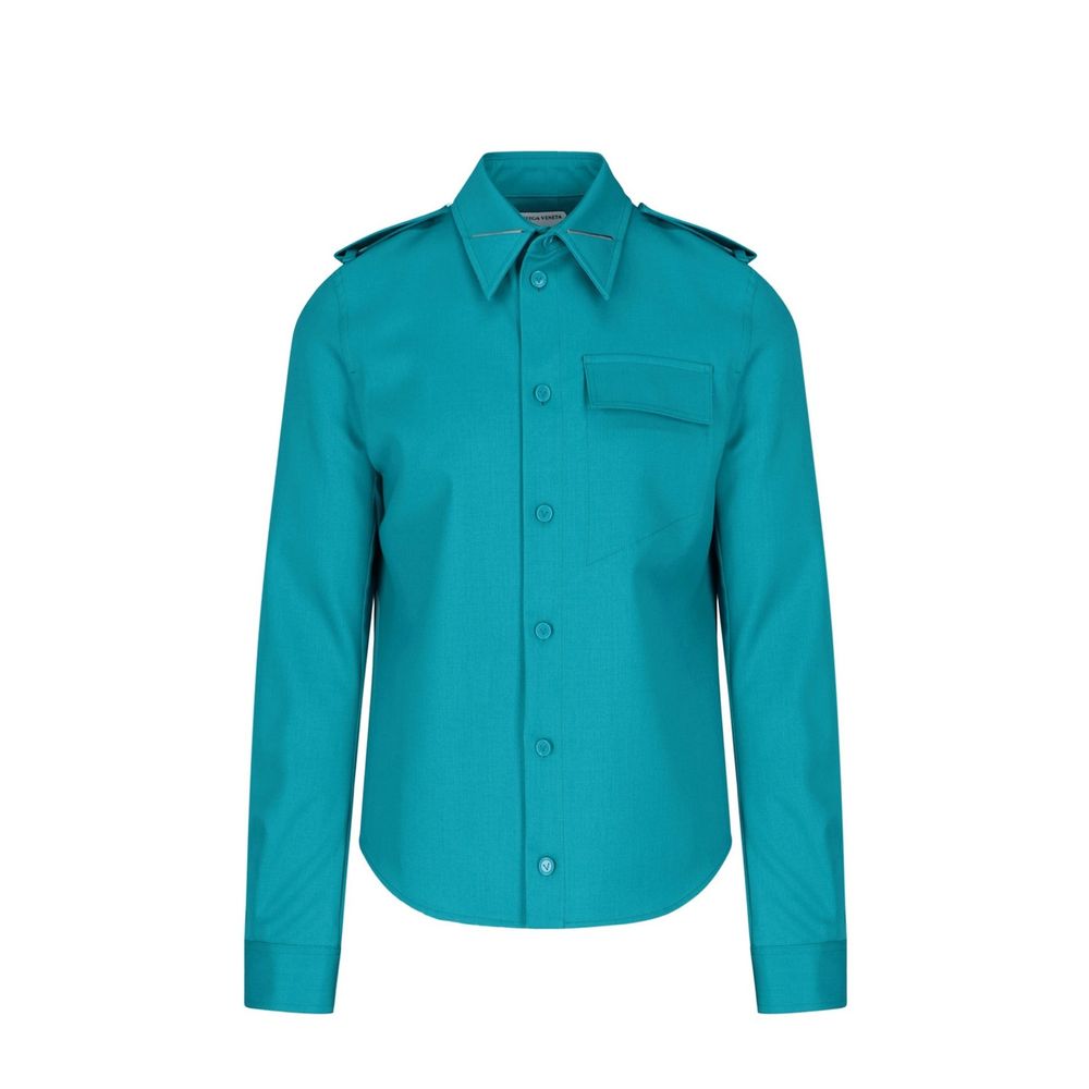 Bottega Veneta Zweifarbige Hemdbluse aus Elasthan