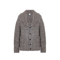 Bottega Veneta Grauer Strickcardigan aus Alpaka und Leder