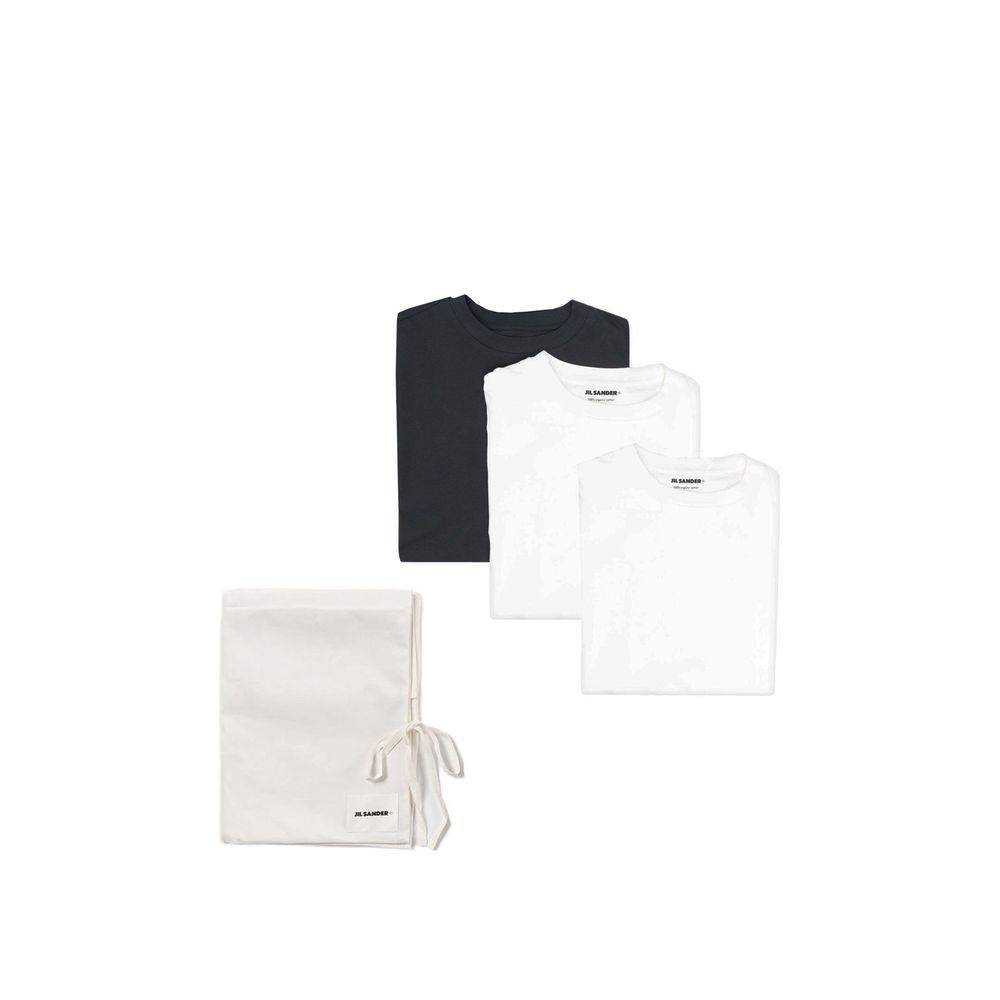 Jil Sander Weißes Langarm-T-Shirt aus Baumwolle
