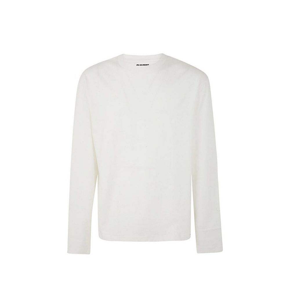 Jil Sander Weißes Langarm-T-Shirt aus Baumwolle