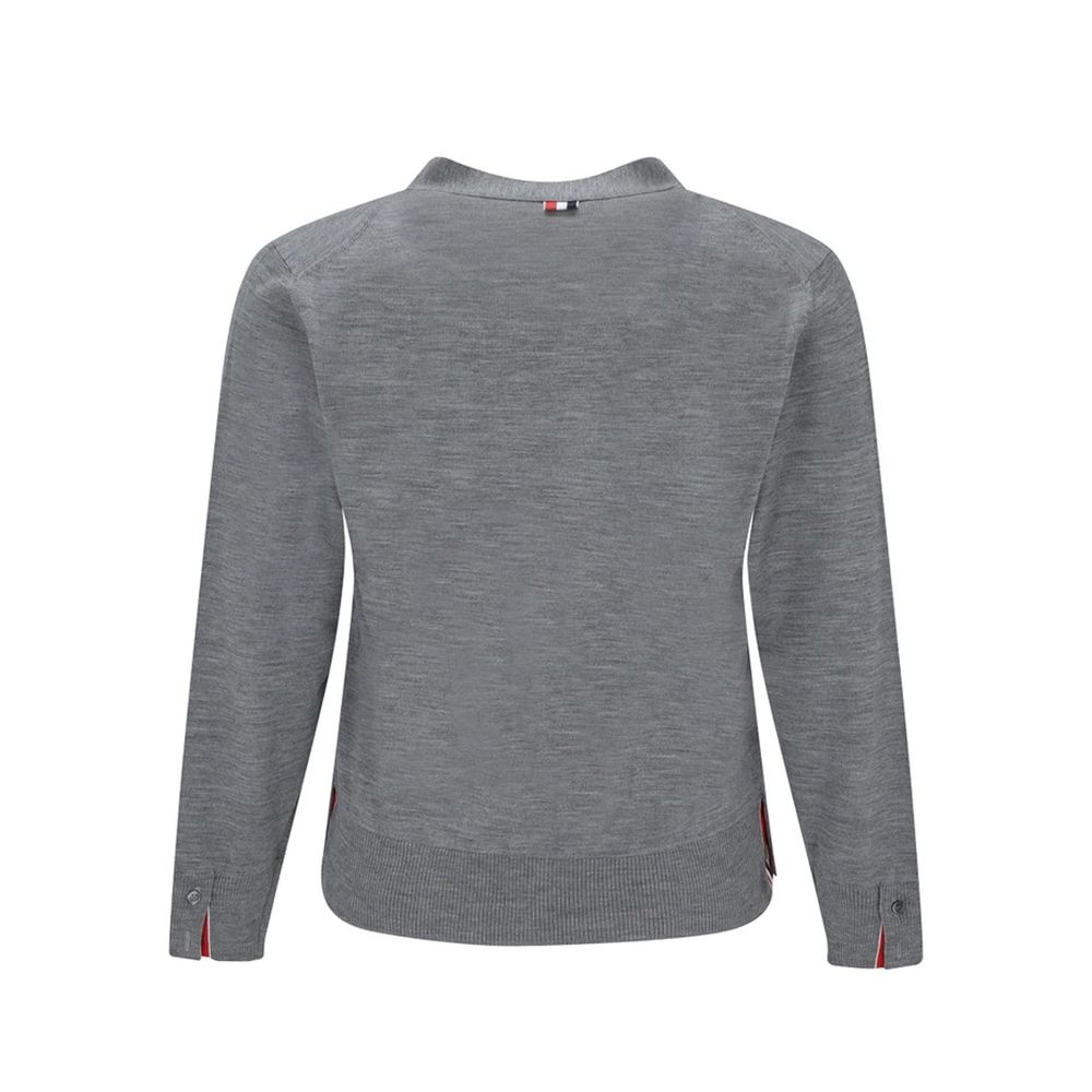 Thom Browne Grauer Cardigan aus reiner Schurwolle