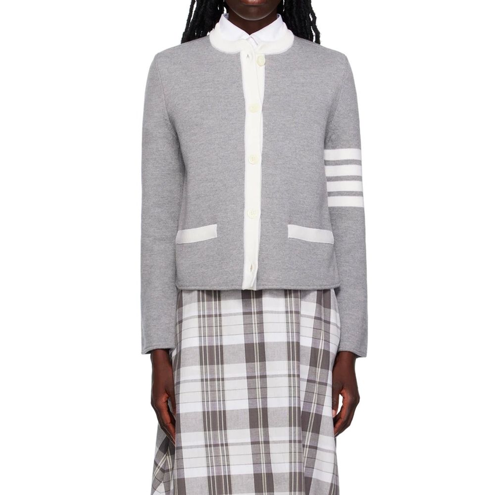 Thom Browne Grauer Wollcardigan
