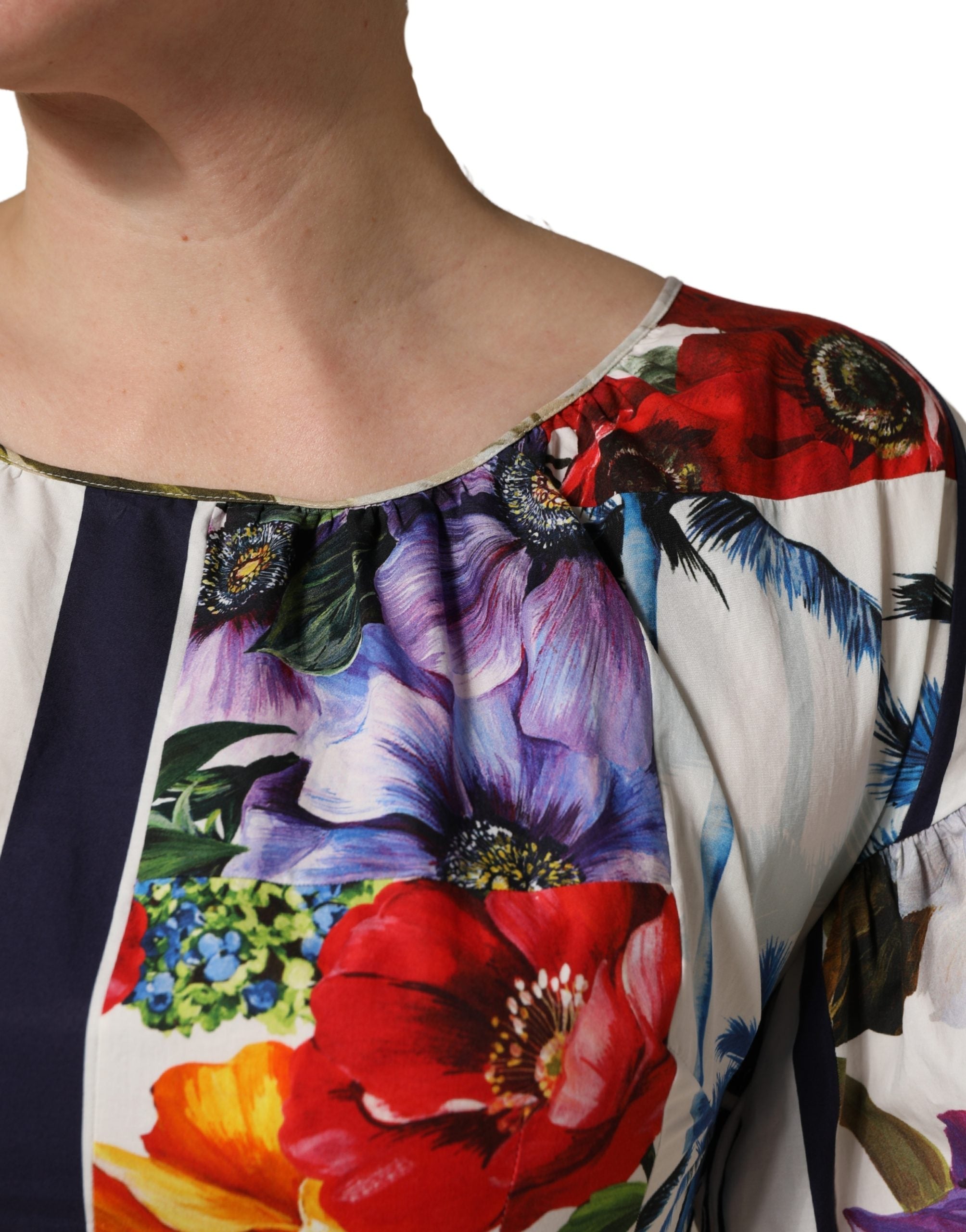 Dolce & Gabbana Mehrfarbiges Patchwork-Minikleid aus Baumwollpopeline