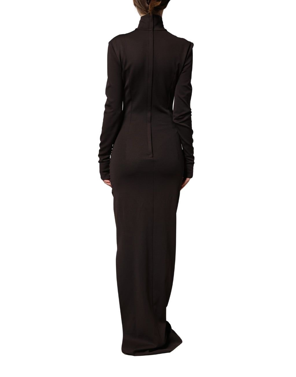 Dolce & Gabbana Braunes Rollkragen-Jersey-Maxikleid