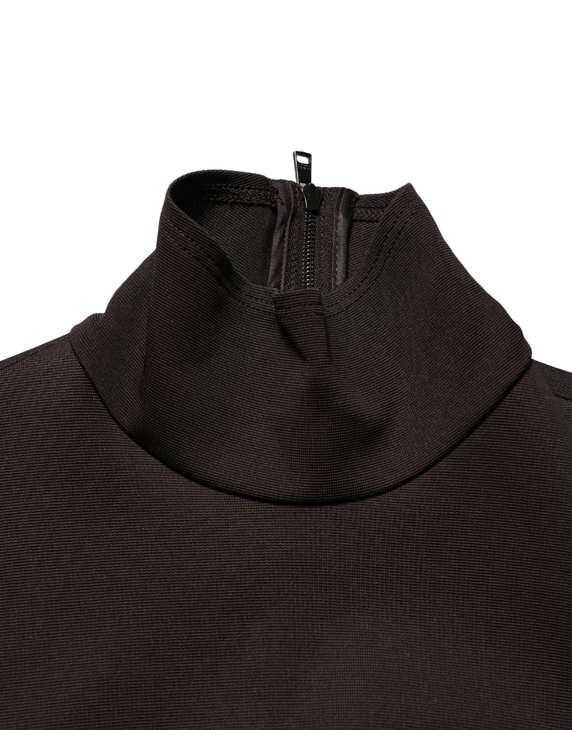 Dolce & Gabbana Braunes Rollkragen-Jersey-Maxikleid