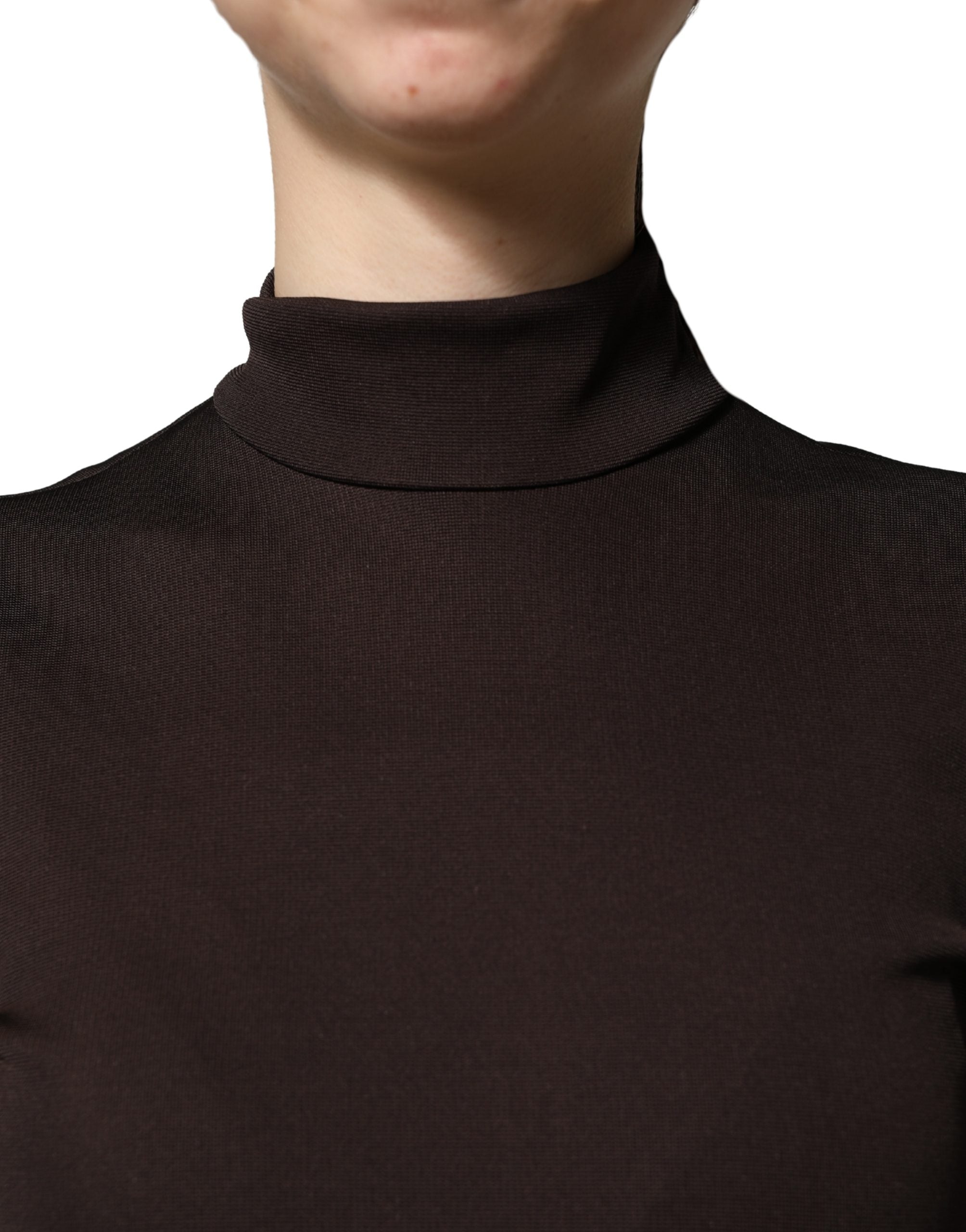 Dolce & Gabbana Braunes Rollkragen-Jersey-Maxikleid