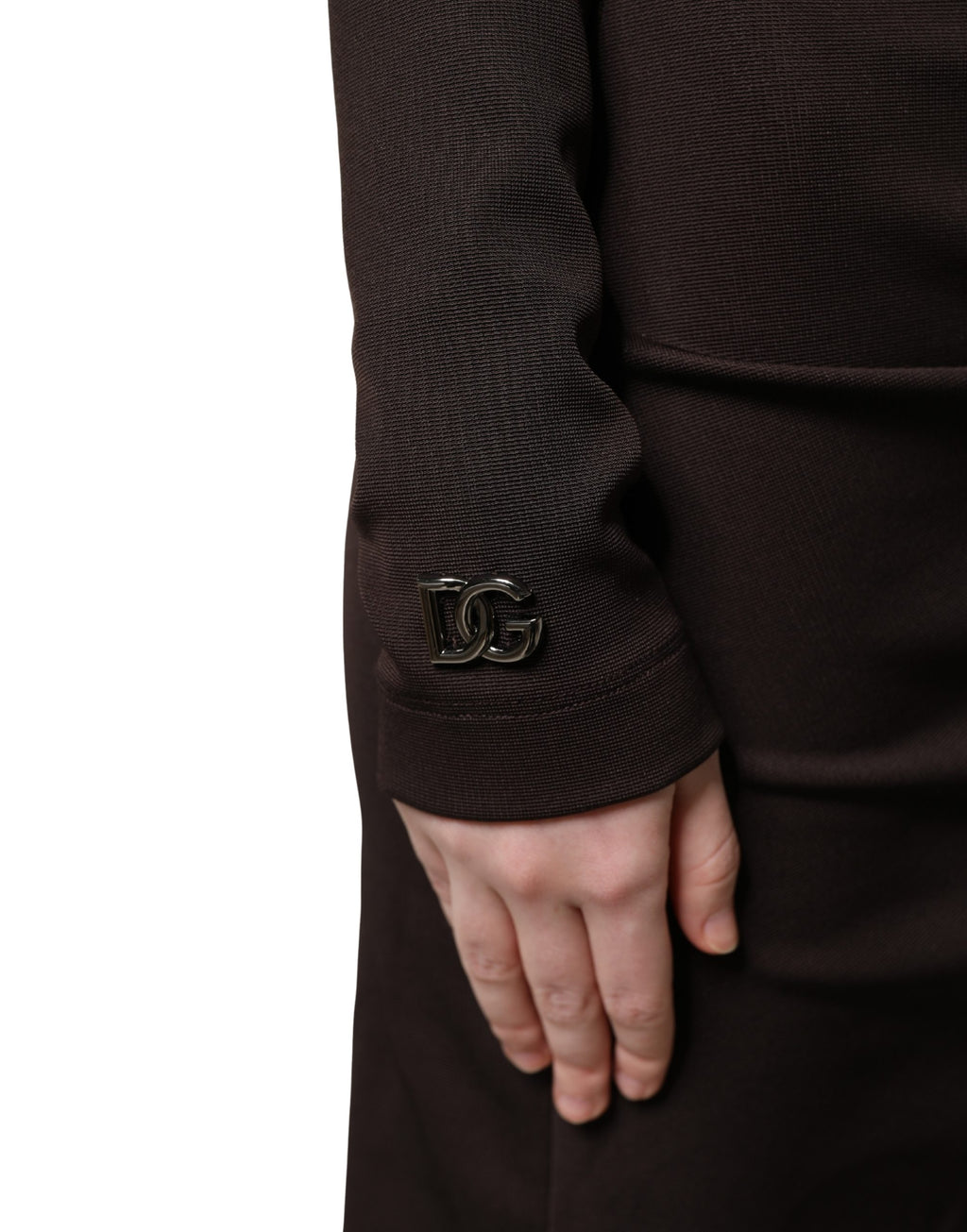Dolce & Gabbana Braunes Rollkragen-Jersey-Maxikleid