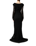 Dolce & Gabbana Schwarzes Maxikleid mit Spitzendetails und eckigem Ausschnitt
