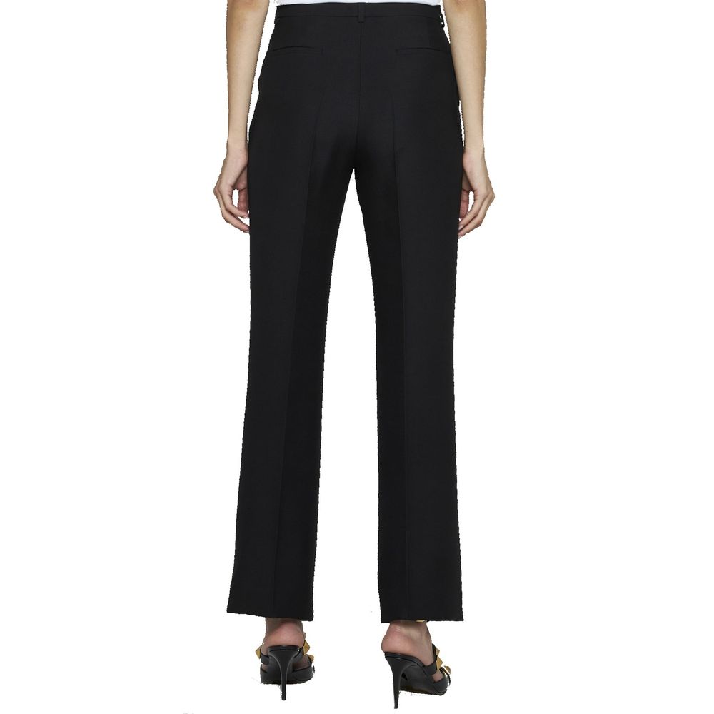 Valentino Garavani Schwarze Seidenhose mit ausgestelltem Bein