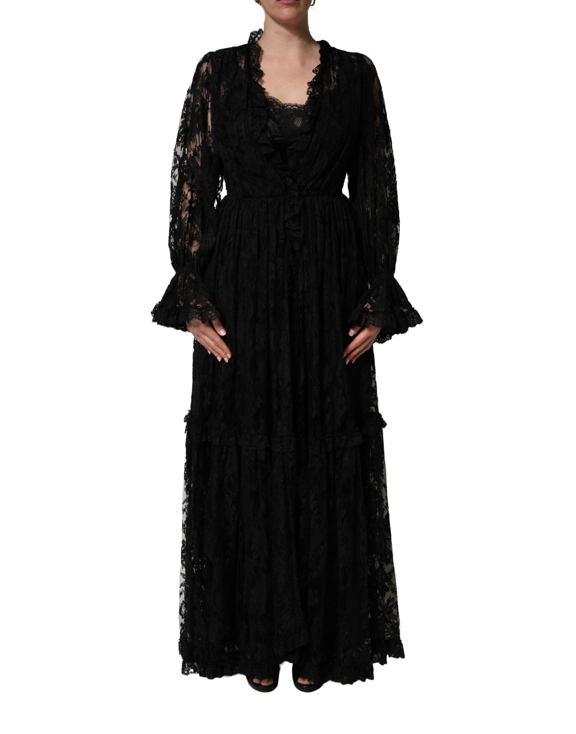 Dolce & Gabbana Schwarzes Spitzen-Abendkleid in A-Linie