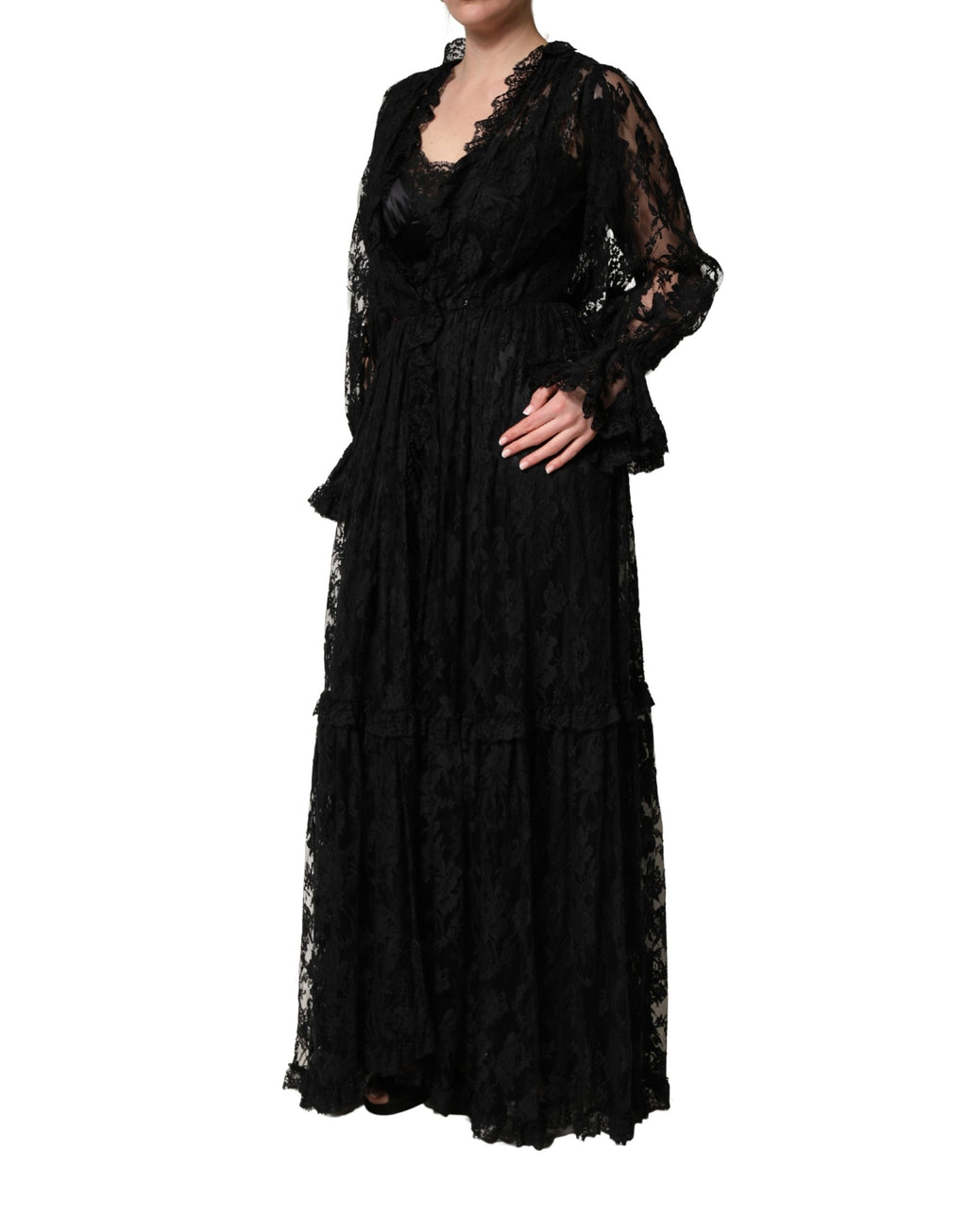 Dolce & Gabbana Schwarzes Spitzen-Abendkleid in A-Linie