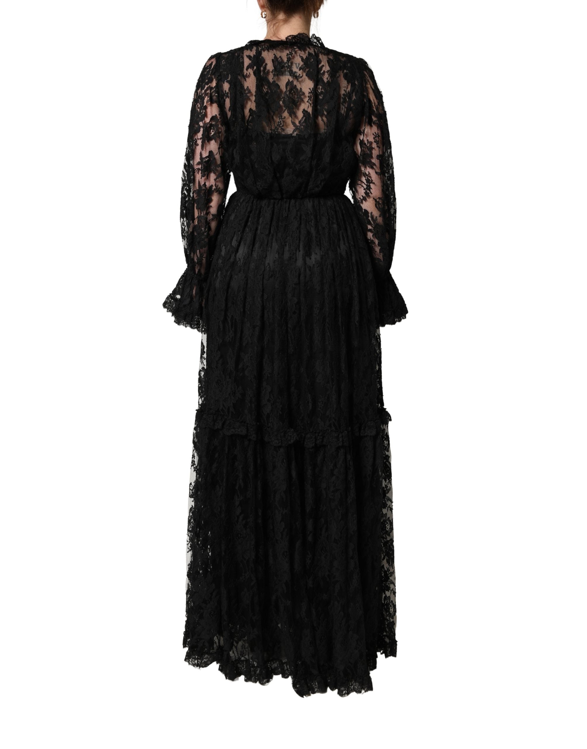 Dolce & Gabbana Schwarzes Spitzen-Abendkleid in A-Linie