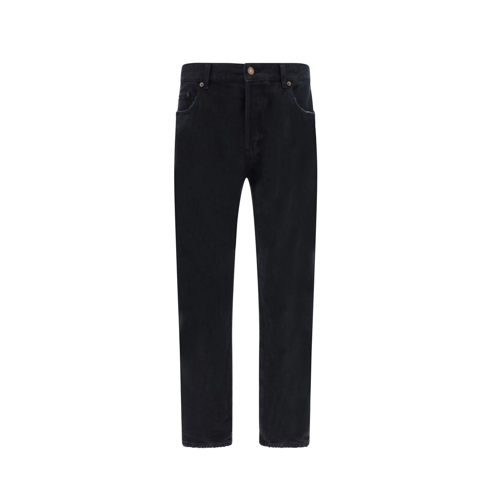 Saint Laurent Schwarze Baumwoll-Jeans mit geradem Bein
