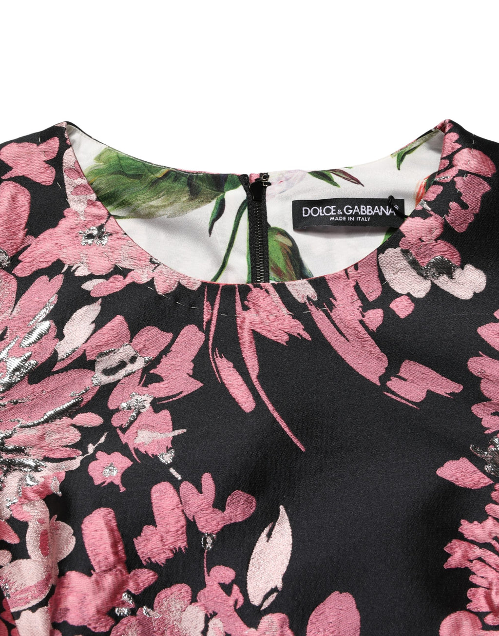 Dolce & Gabbana Mehrfarbiges Blumen-Brocaded-Minikleid in A-Linie